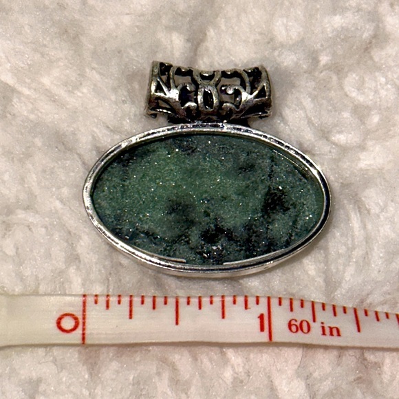 Ruby Zoisite oval Pendant with large bale (Sterling silver overlay)💚❤️ - Picture 7 of 7